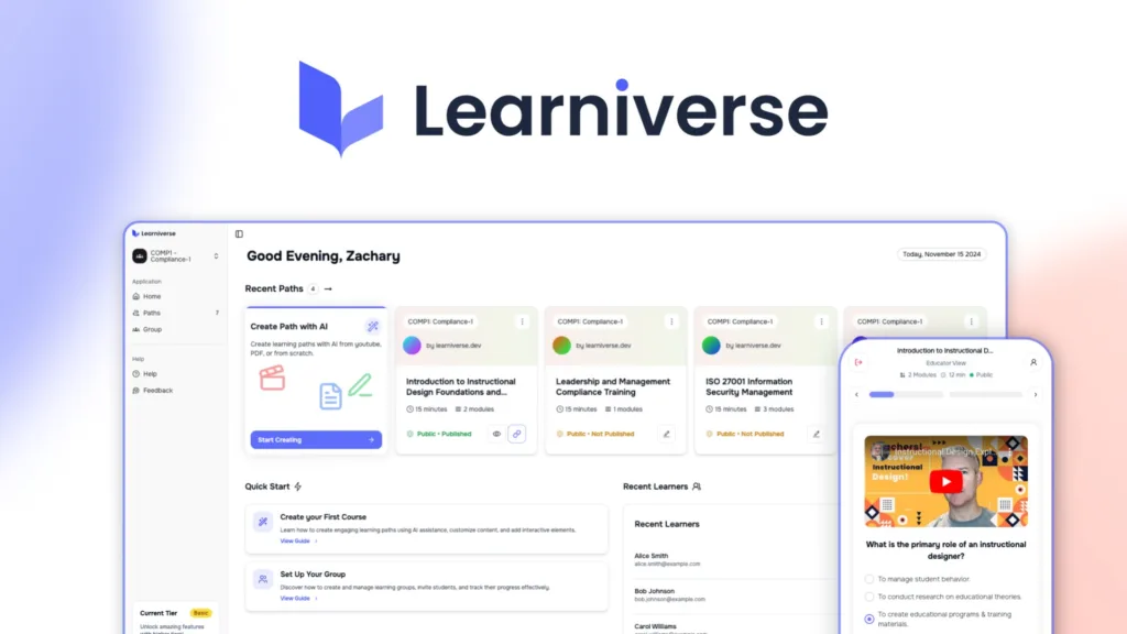 Learniverse - Create eLearning in minutes with AI - turn a few words or PDF's into training your team will love