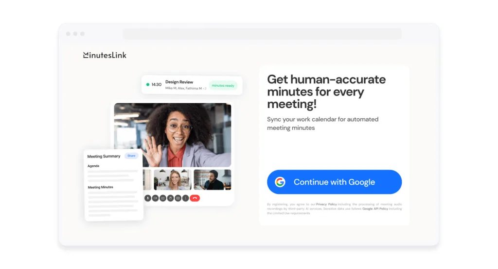 MinutesLink - MinutesLink is an AI note taker for online calls