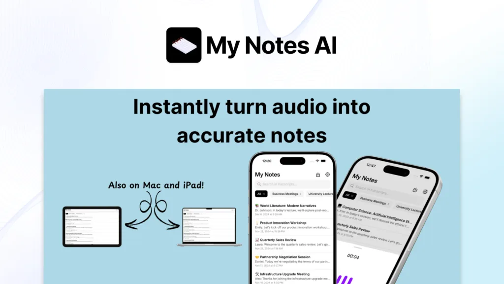My Notes AI - Unlimited Transcriptions and Summaries