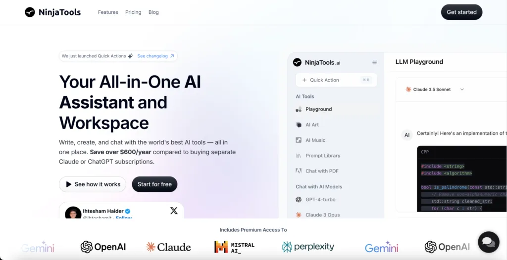 NinjaTools AI - NinjaTools is an all-in-one AI platform offering top-tier models like OpenAI