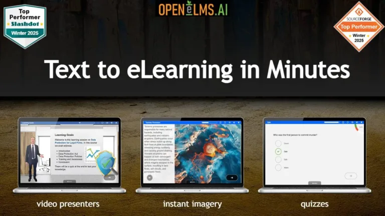 Open eLMS - Open eLMS AI creates quality eLearning courses from an uploaded document or single line of text