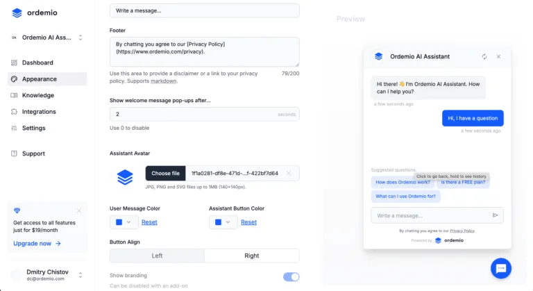 Ordemio - AI Assistant for your Website