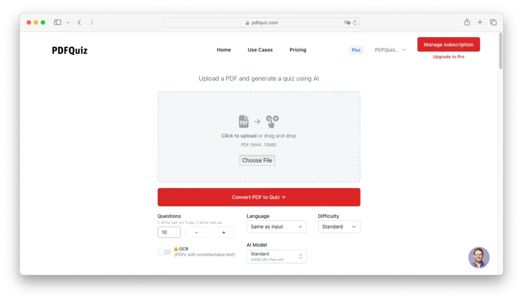 PDFQuiz - The leading PDF to quiz converter.