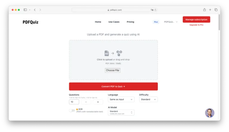 PDFQuiz - The leading PDF to quiz converter.