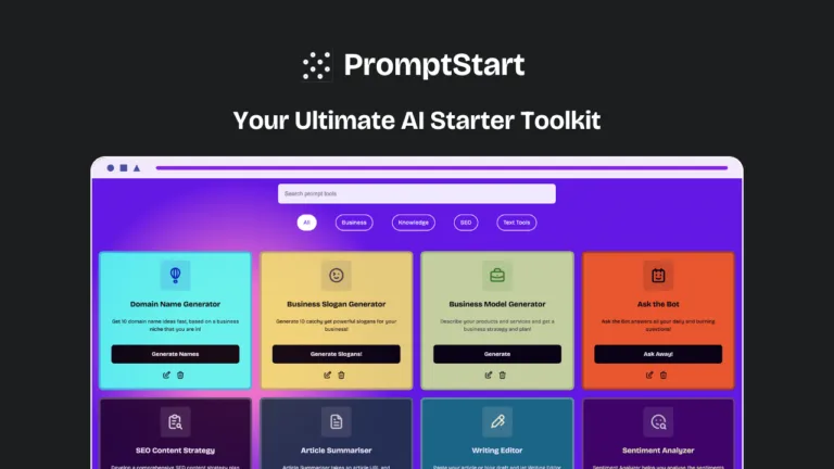 PromptStart - PromptStart is the AI Starter tool kit for anyone to build re-usable everyday content tools easily. No skills