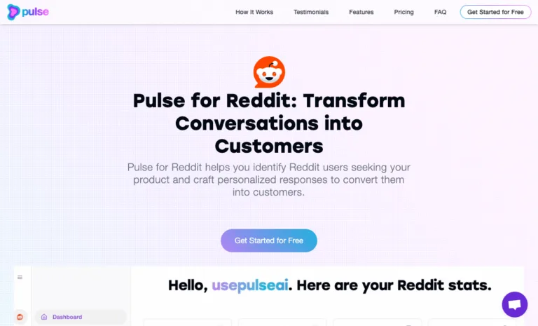 Pulse for Reddit - Pulse for Reddit helps you identify Reddit users seeking your product and craft personalized responses to convert them into customers.