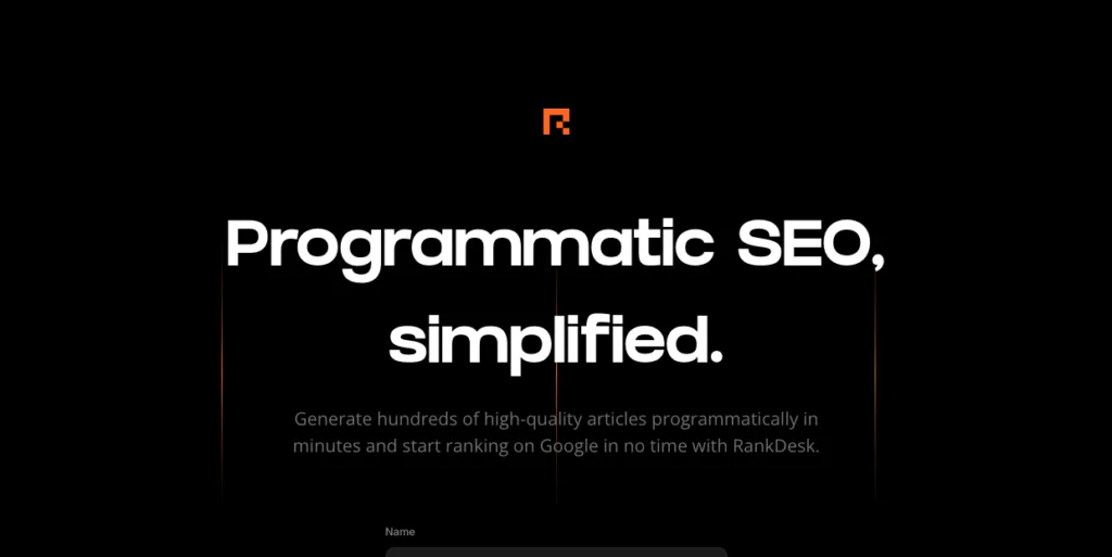 RankDesk - Generate hundreds of SEO-optimized articles programmatically in minutes and start ranking on Google.