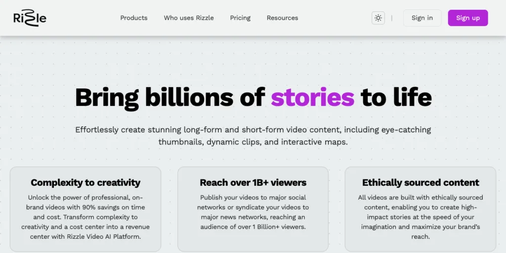 Rizzle AI - Rizzle's No Edit Video Creation uses AI to transform text
