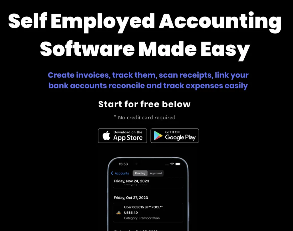 SASA App - Simple AI Powered Accounting Software for Self Employed People