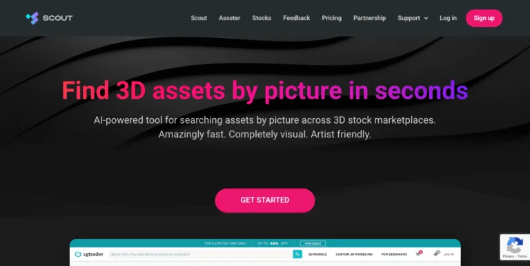 Scout by Asseter.ai - AI-powered tool for searching assets by picture across 3D stock marketplaces.