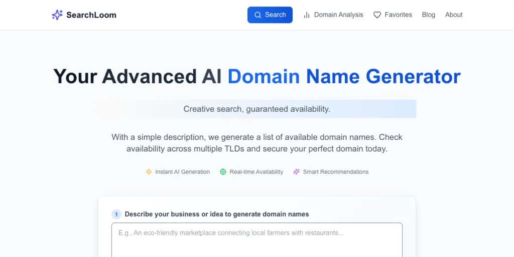 SearchLoom - Find Your Perfect Domain Name with AI Technology