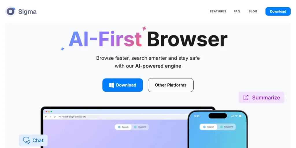 Sigma AI Browser - Sigma AI Browser allows people to chat with AI
