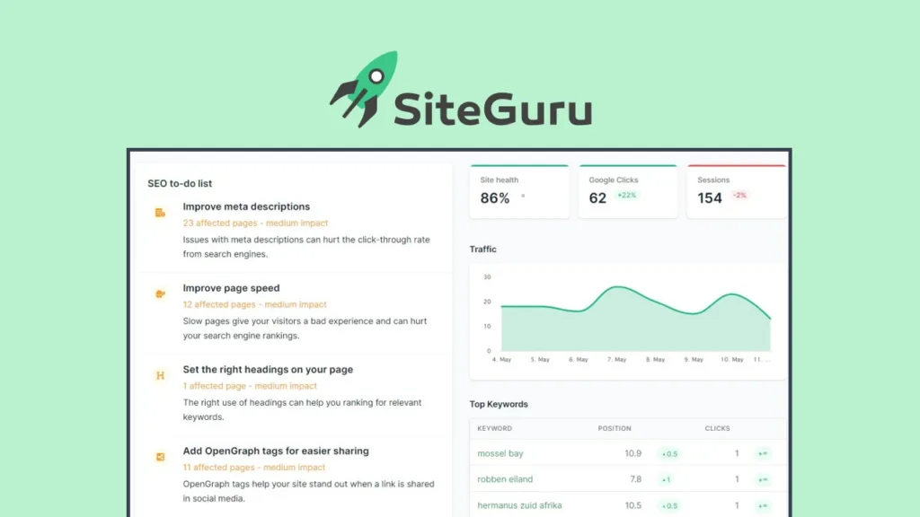SiteGuru - Improve and monitor your website's rankings with an actionable SEO todo-list