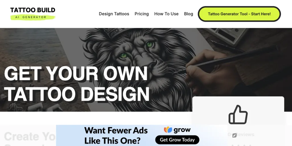 Tattoo Build - Our AI Tattoo Generator creates custom & unique tattoo designs in seconds!