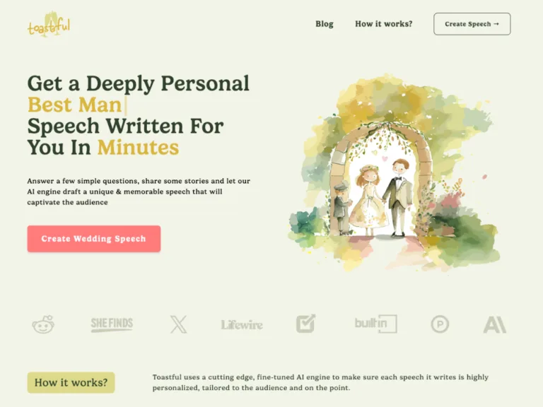 Toastful - Toastful is your AI-powered wedding speechwriter. Simply share your favorite stories about the couple