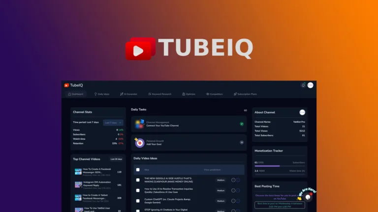TubeIQ - Grow on YouTube with this all-in-one content generator and video optimization platform