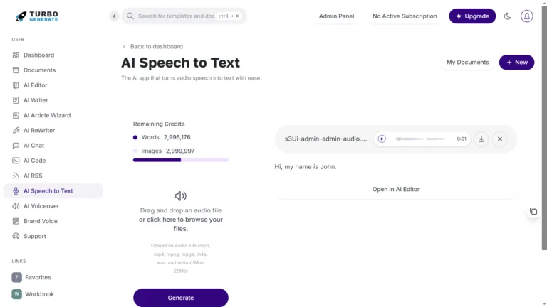 Turbo Generate - Generate text