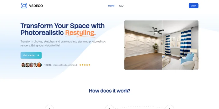 VSDECO - Transform your room with a click! Take a picture and explore different styles instantly. With our AI-powered rendering