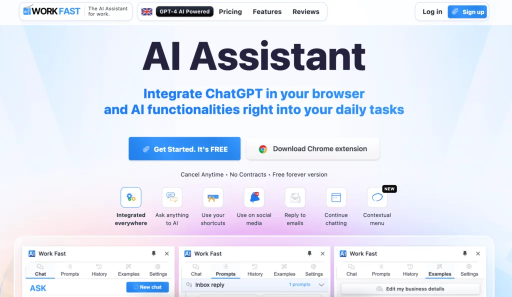 Work Fast - An AI-powered assistant that integrates ChatGPT directly into your browser