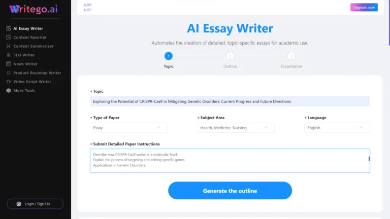 WriteGo - WriteGo.ai is an advanced AI-powered writing assistant designed to enhance the writing process for students