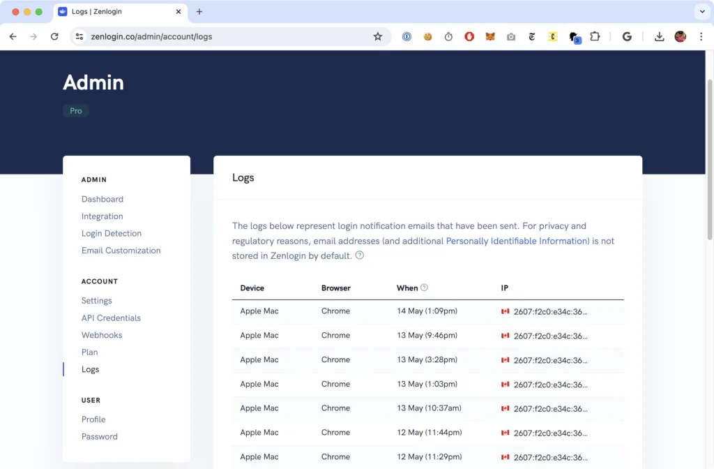 Zenlogin - Notify your users of suspicious logins.