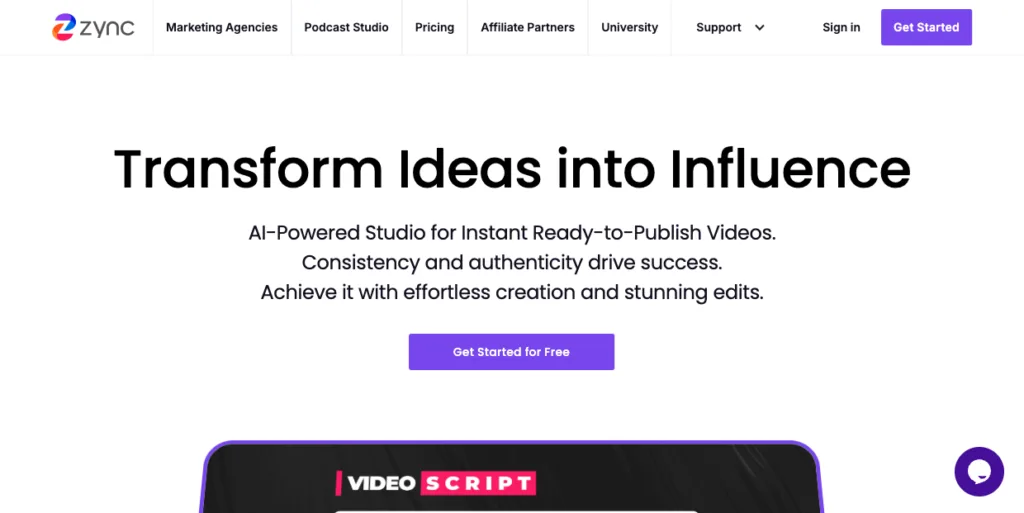 Zync AI - Zync’s AI-powered Recording Studio lets you effortlessly create polished short-form videos. Generate scripts