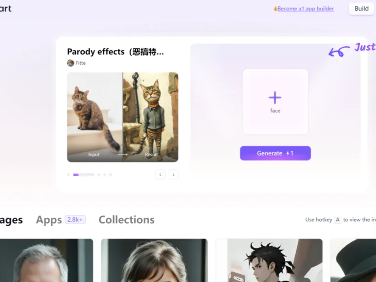 a1.art - A1 is an AI application platform where everyone can easily build AI art applications. The A1 platform has already launched over 2000+ apps