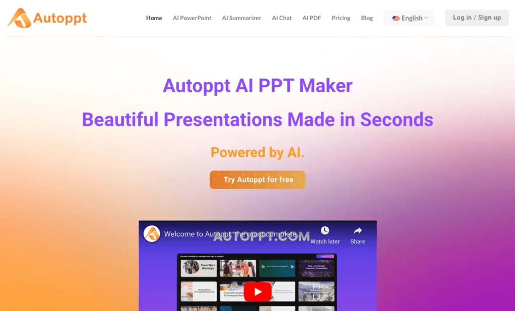 autoppt - Autoppt is a powerful AI-driven presentation generation tool with rich templates. It can create a complete and visually appealing presentation of 20-30 pages in just one minute. With the ability to replace templates with a single click