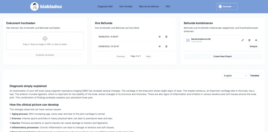 blabladoc - blabladoc is a web-based service that transforms complex medical documents into easy-to-understand language. By uploading doctor's letters or medical reports