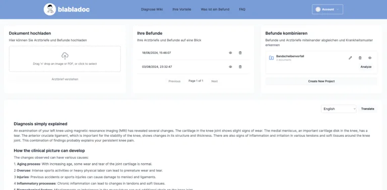 blabladoc - blabladoc is a web-based service that transforms complex medical documents into easy-to-understand language. By uploading doctor's letters or medical reports