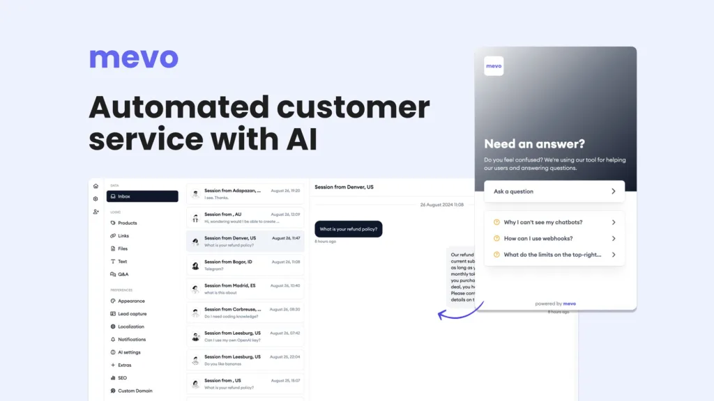 mevo: all-in-one chatbot solution - Automate customer service with AI
