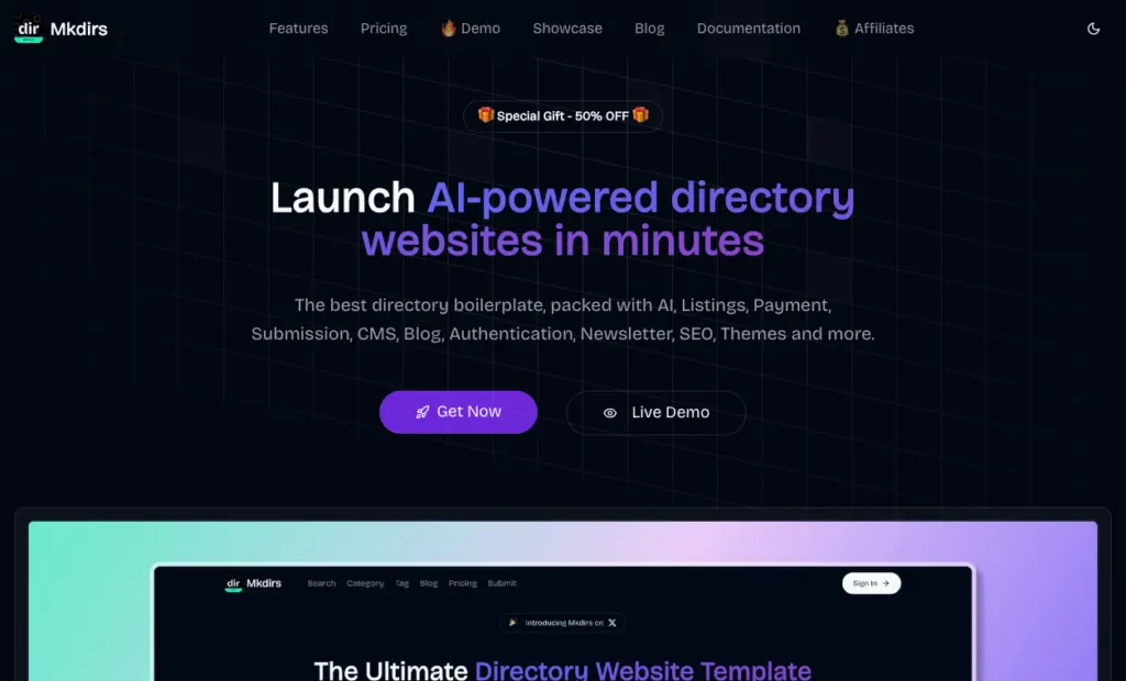 Mkdirs - Mkdirs is the best directory website boilerplate with AI. The best directory boilerplate