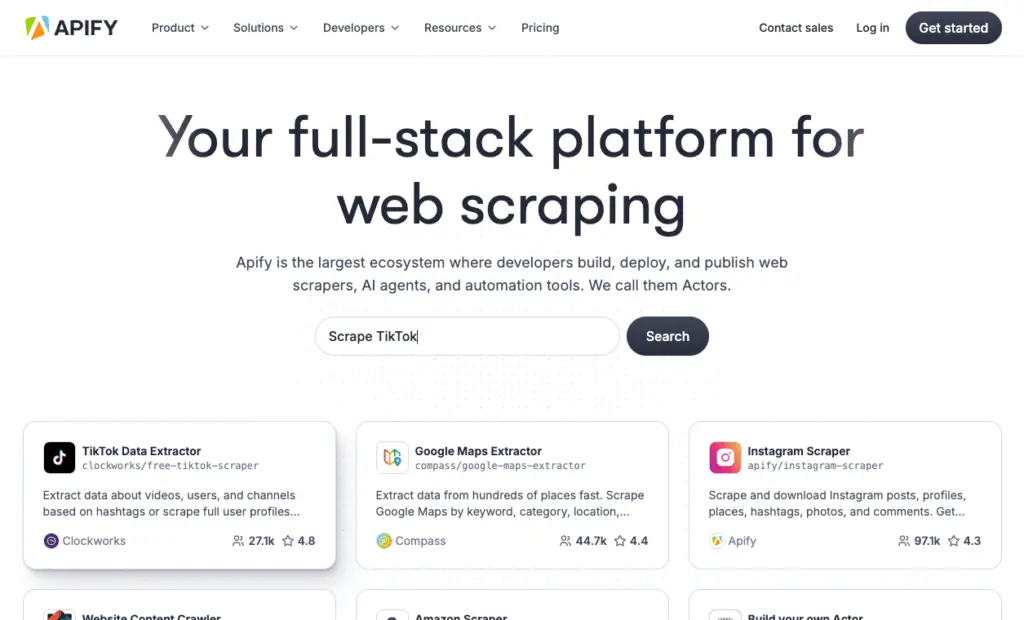 Apify - Apify is a cloud platform for web scraping and automating online tasks using customizable scripts called Actors. It lets you extract data from any website