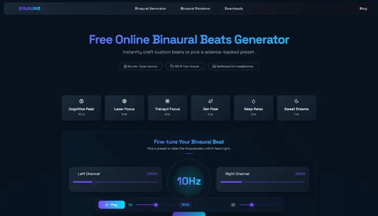 Binauro - Binauro is easy to use binaural beats generator website including free downloads