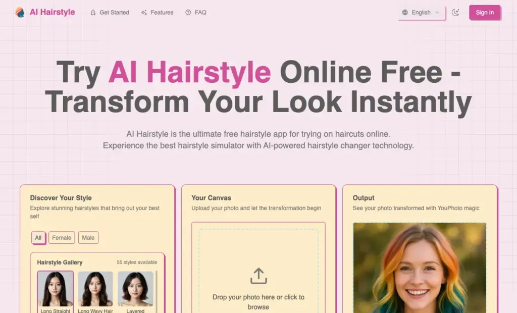 AI Hairstyle - AI Hairstyle uses cutting-edge AI technology to simulate 50+ hairstyles and hair colors on your uploaded photo. Simply drag and drop your image