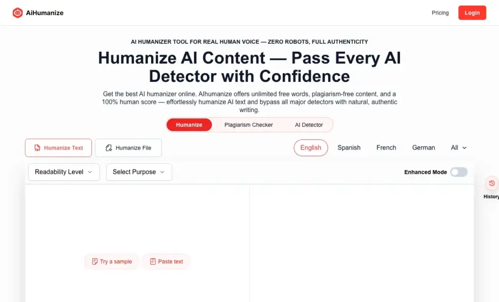 Humanize AI - AIhumanize is an AI-powered rewriting tool built to transform AI-generated text into writing that reads as if it were produced by a human. It adjusts sentence structure