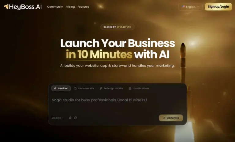 Heyboss AI - HeyBoss AI is an all‑in‑one no‑code AI builder that lets you launch full websites
