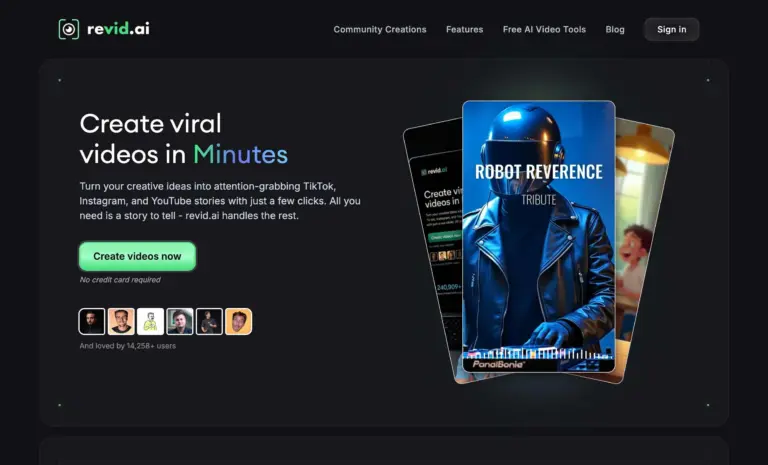 Revid AI - Revid AI is an AI video creation platform that helps you turn your creative ideas into attention-grabbing TikTok