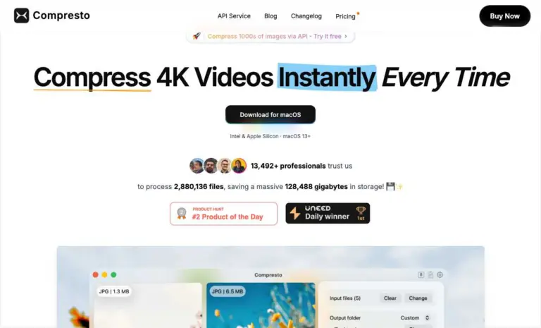 Compresto - Compresto is a macOS app that squeezes big files smaller so you can save space and share them easily. It can compress videos