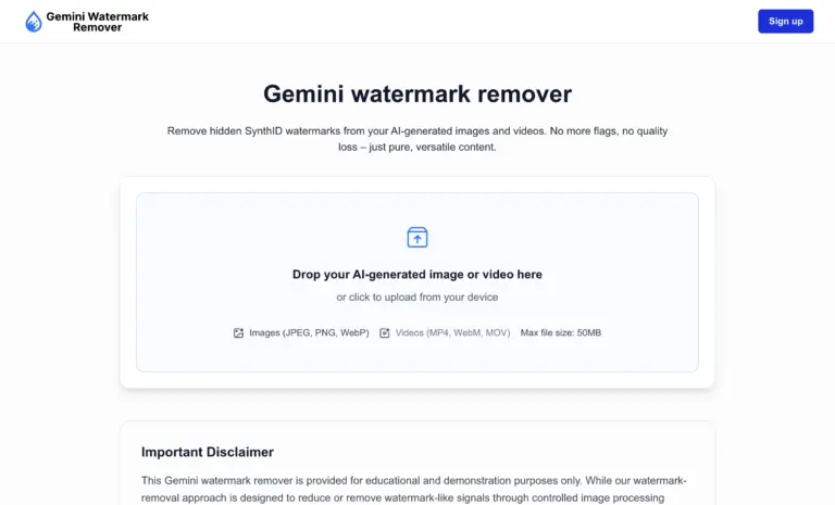Gemini Watermark Remover - Gemini Watermark Remover allows users to add invisible watermarks to text generated by AI. It assists in identifying machine-written content to maintain authenticity and track digital assets across platforms.