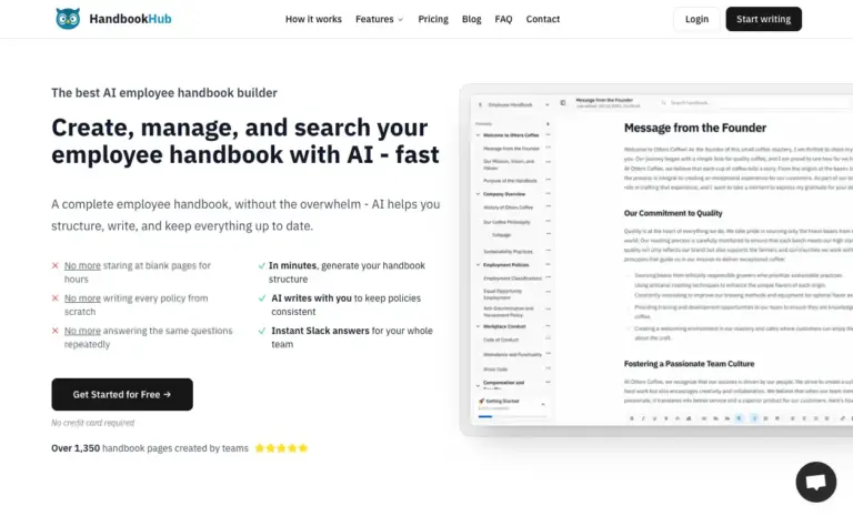HandbookHub - AI-powered digital employee handbook builder for modern remote and hybrid teams.