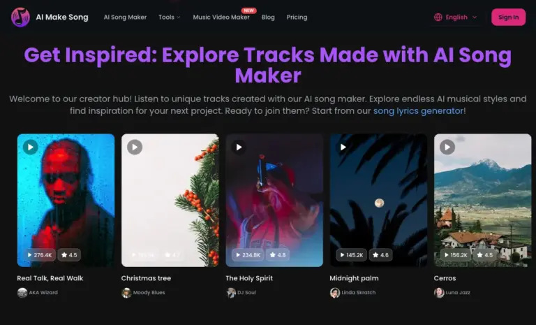 AI Make Song - AI Make Song is a versatile AI music generator that turns text and lyrics into professional-quality songs in as fast as 30 seconds. It also features a powerful Vocal Remover for splitting tracks