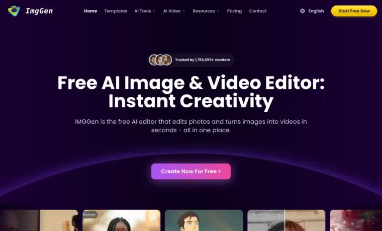 IMGGen - Free AI image & video editor. Remove backgrounds