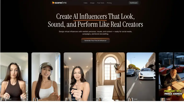 AI Influencer Generator - Sceneform.ai is an AI influencer and social video creation platform that helps brands