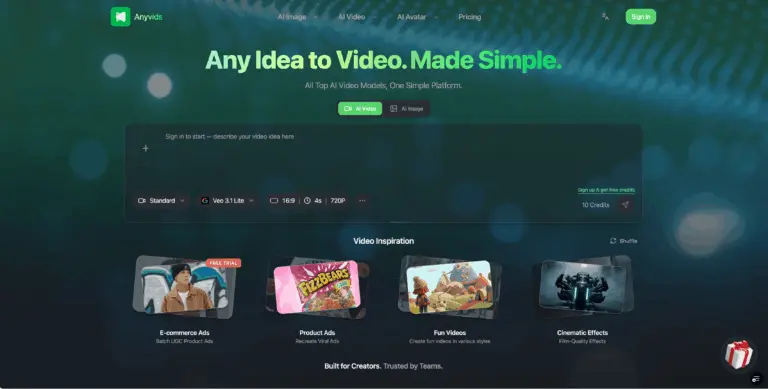 Anyvids - Anyvids is an all‑in‑one AI video and image platform that brings every top model into one place — a complete creative toolkit for content creators