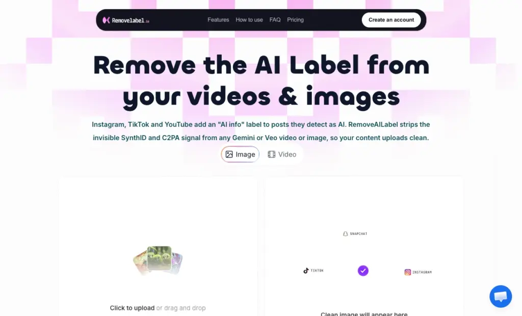 RemoveAILabel - RemoveAILabel helps creators prepare images and videos for publishing by reducing SynthID-related traces