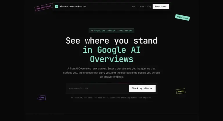 AI Overviews Tracker - AI Overviews Tracker shows where your domain is mentioned and cited across six AI answer engines