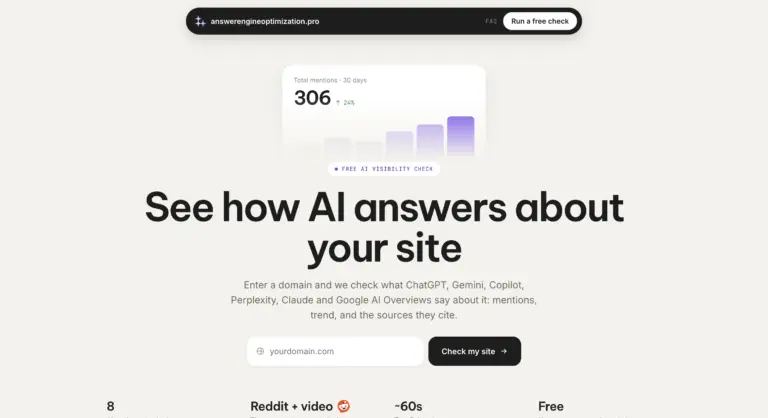 Answer Engine Optimization - Answer Engine Optimization is a free AI visibility checker that tracks brand mentions